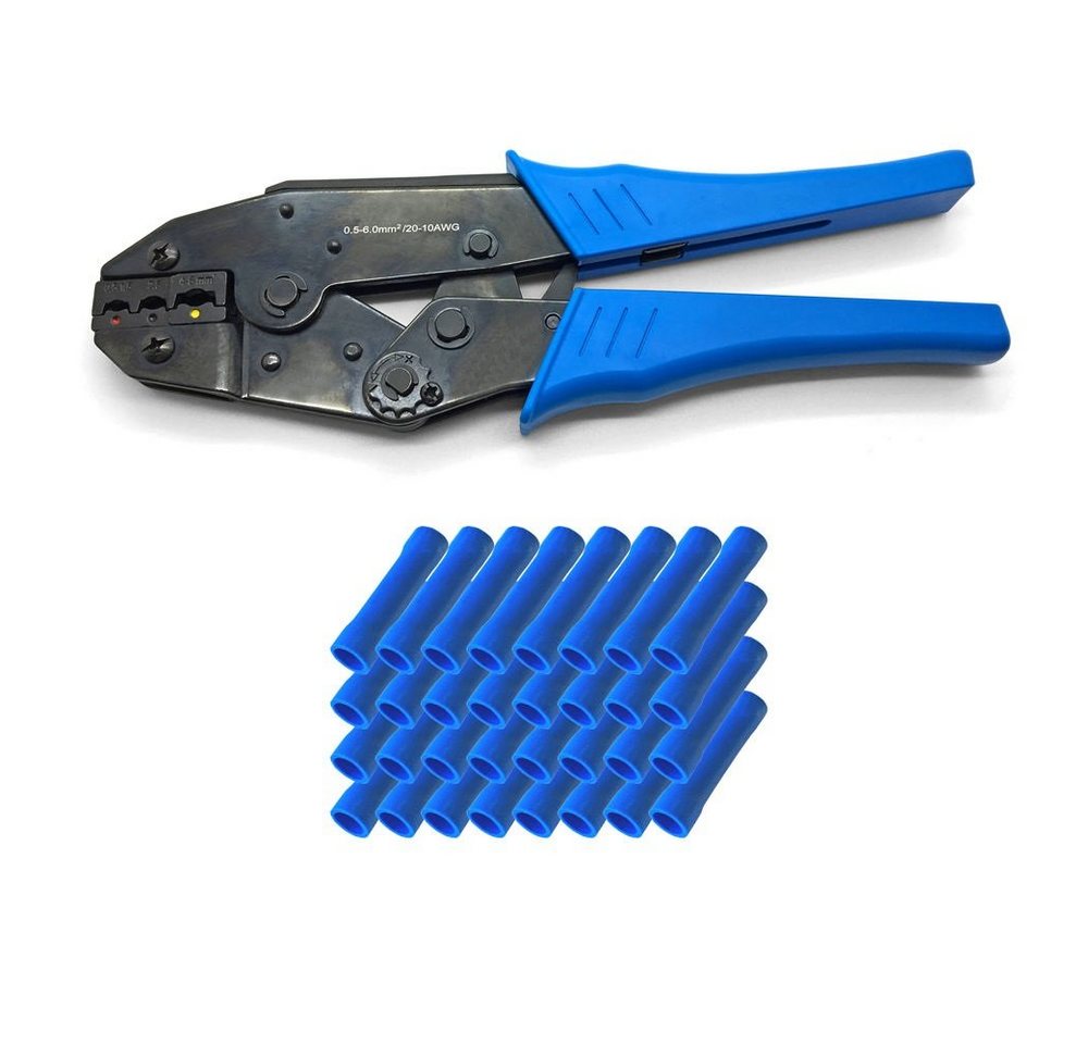 ARLI Crimpzange ARLI Handcrimpzange 0,5 - 6 mm² - Crimpzange Presszangen Zange + 100 x Stossverbinder blau 1,5 - 2,5 mm² von ARLI