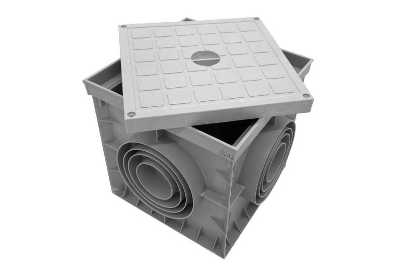 ARLI Erdschacht Revisionsschacht Kontrollschacht 400 x 400 x 400 mm, 1-St., mit Deckel von ARLI