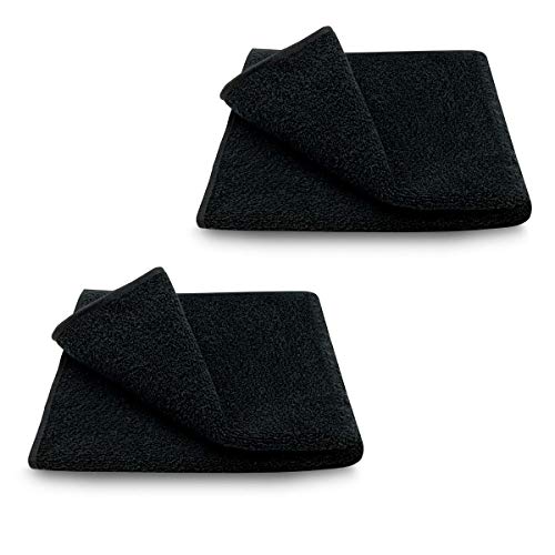 ARLI Handtuch 100% Baumwolle schwarz 2 Handtücher Set Serie aus hochwertigem Rohstoff Frottier klassischer Design elegant schlicht modern praktisch mit Handtuchaufhänger von ARLI