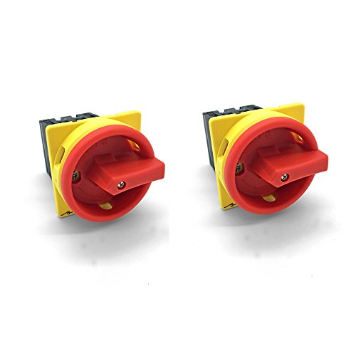 ARLI Hauptschalter 16A 2x Fronteinbau Drehschalter IP65 4 polig 4P16A-E Trennschalter 16 amper Trenn Dreh Haupt Maschinen Schalter 4pol 230-440 V front Einbau (2 Stück) von ARLI