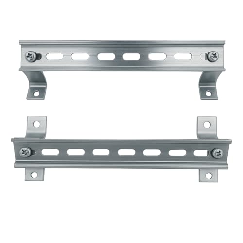 ARLI Hutschienen Set – 2x Tragschiene 200 mm gelocht 35x7 mm + 4x Schrägwinkel mit M5 Gewinde Stahl verzinkt für Schaltschrank Verteilerkasten Halter Set zur Winkelmontage von ARLI