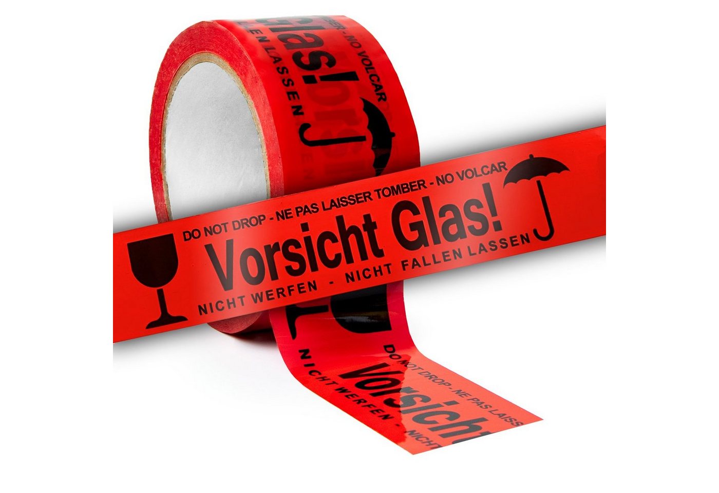 ARLI Klebeband 36x Klebeband  Vorsicht Glas " Packband rot (36-St., Rollen) Paketband PP 48 mm x 66 m Paket Band" von ARLI