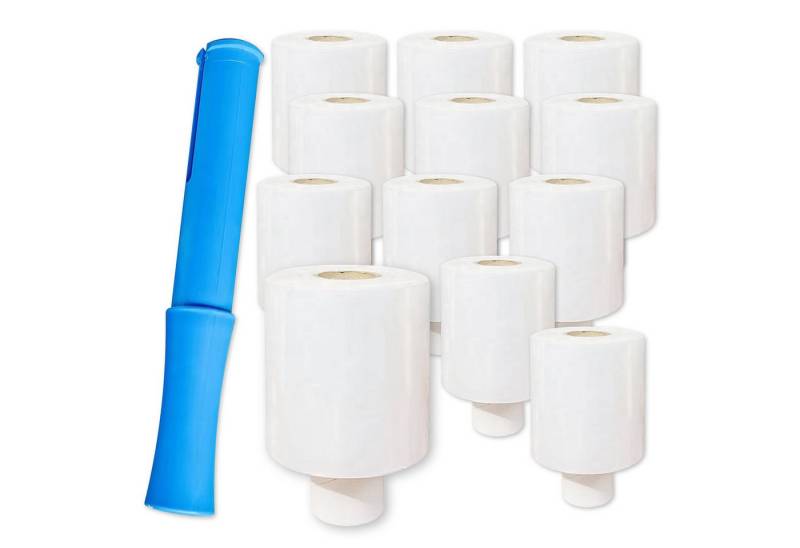 ARLI Klebeband 40x Stretchfolie Mini 100 mm x 150 m - 20 my (40-St) Transparent Handstretchfolie inkl. 1x Handabroller von ARLI