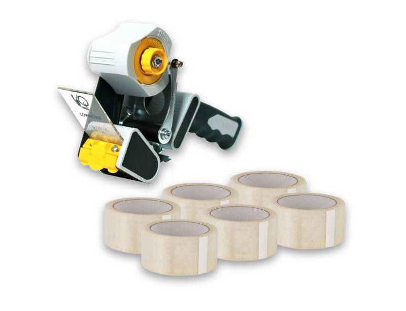 ARLI Klebeband 6x Klebeband Packband PP 48 mm x 66 m mit Handabroller (Klebe-Band 6- St, Handabroller, 1-St., Set) K206B Twincore Abroller mit Bremse von ARLI