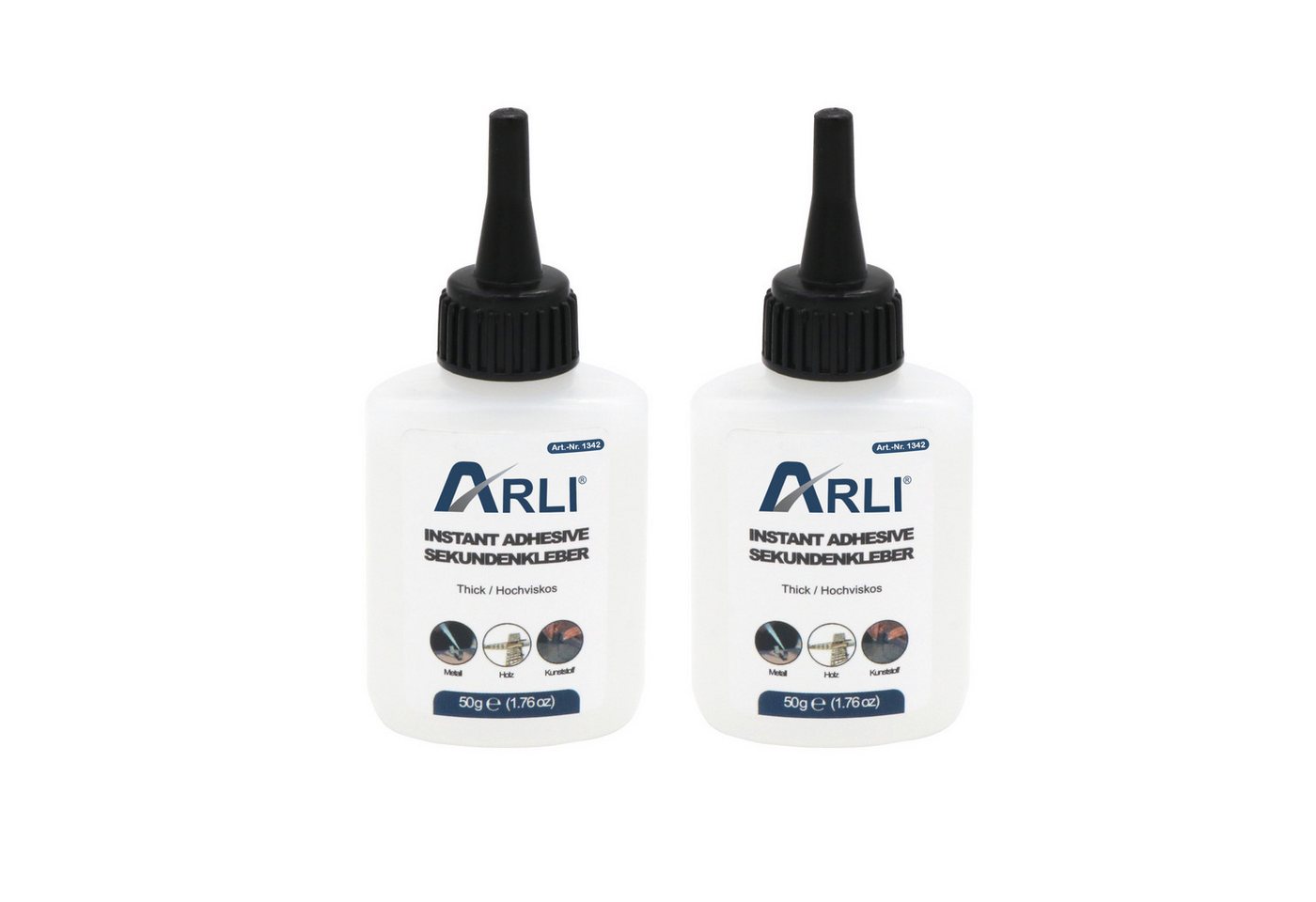 ARLI Klebstoff 2x Cyanoacrylat Sekundenkleber 50g, (2er Set, 2-tlg), Universal Kleber (100g) von ARLI