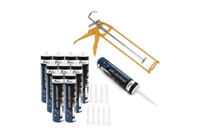 ARLI Maleracryl Kartuschenpresse + Acryl, Maleracryl Dichtstoff Bauacryl Fugendichter, (10-tlg) von ARLI