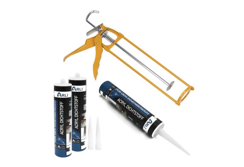 ARLI Maleracryl Kartuschenpresse + Acryl, Maleracryl Dichtstoff Bauacryl Fugendichter, (3-tlg) von ARLI