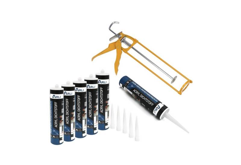 ARLI Maleracryl Kartuschenpresse + Acryl, Maleracryl Dichtstoff Bauacryl Fugendichter, (6-tlg) von ARLI