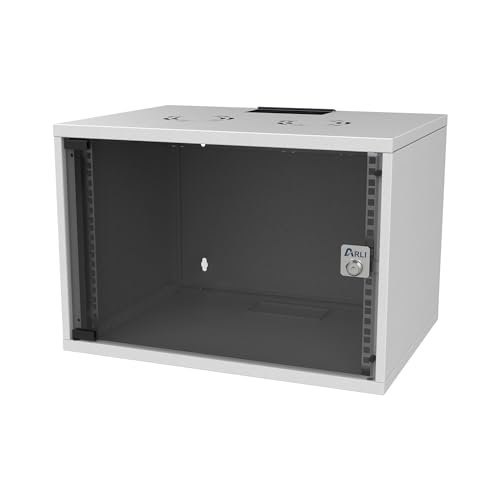 ARLI 19 Zoll Netzwerkschrank 7HE 7U Wandgehäuse – Serverschrank zur Wandmontage mit Glastür – abschließbar – aus Stahl Gehäuse – SOHO für Server, Switch, Patchpanel, EDV Router von ARLI