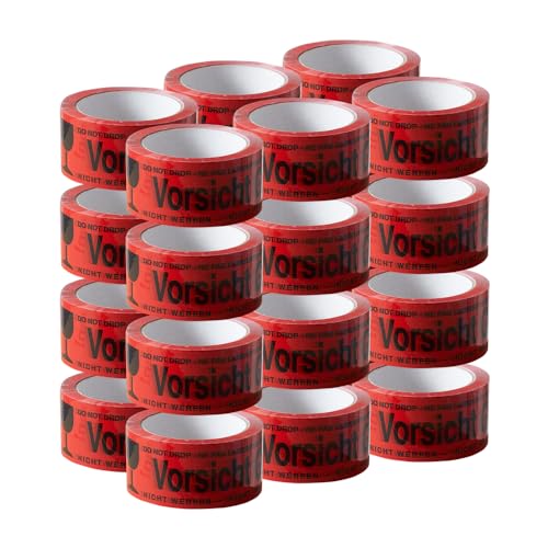 ARLI Paketband Vorsicht Glas 24 Rollen Paketklebeband - 66m x 48mm Warnhinweis rot für sicheren Versand von Glaswaren Auffälliges rotes Klebeband mit Aufdruck zerbrechlich (24x Vorsicht Glas) von ARLI