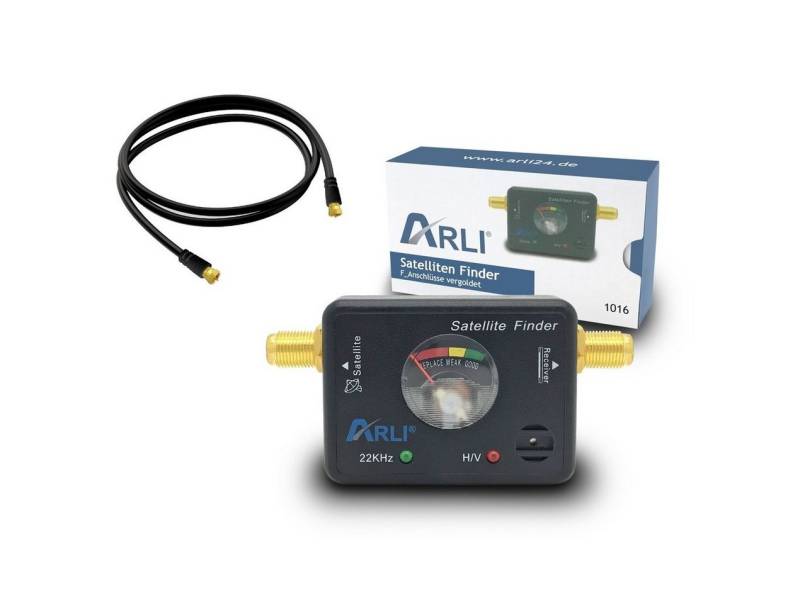 ARLI Satfinder Satfinder + 1m Anschlusskabel schwarz vergoldet (Satfinder und Kabel, 1-St., Set), hohe Qualität von ARLI