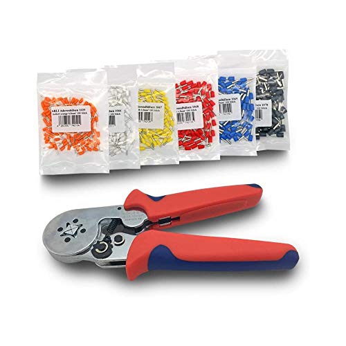 Crimpzange Aderendhülsen 600 Set 0,25-6 mm² Orange Weiss Gelb Rot Blau Grau Aderendhülse zum crimpen mit Crimp Zange Stecker Hülse kfz Draht Elektro Kabelschuhe ARLI Selbstjustierend von ARLI