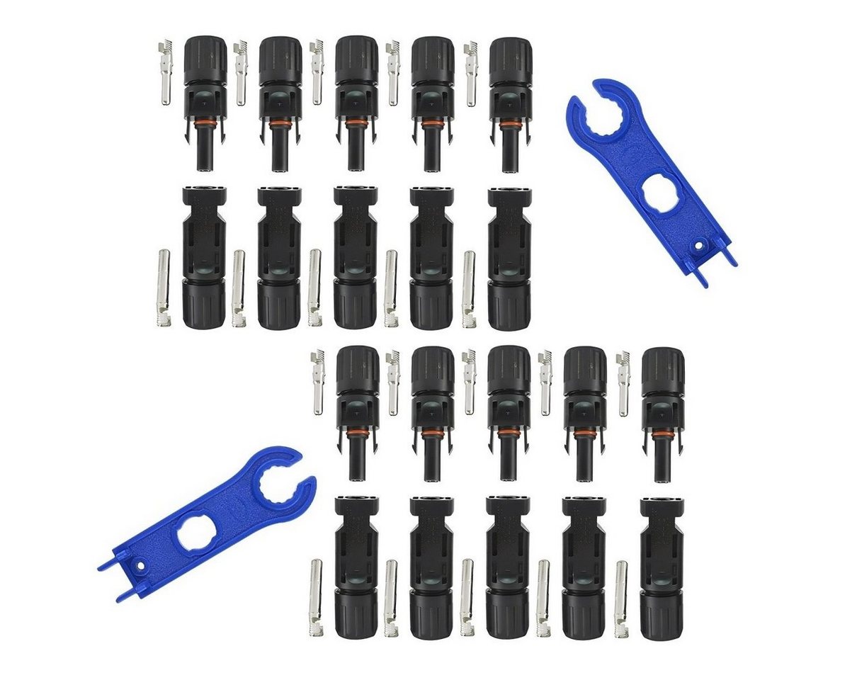 ARLI Solaranlage 10 Paar Solarstecker MC4 Stecker / Buchse, (Set, 10-St., Stecker), 1500V für Solarkabel + Schraubenschlüssel Werkzeug Set von ARLI