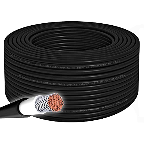 ARLI Solarkabel 50m H1Z2Z2-K 4 mm² Solarleitung schwarz Erdverlegbare Einzelleitung Photovoltaik Halogenfrei Verlängerungskabel isoliert Solar Kabel Litze Leitung von ARLI