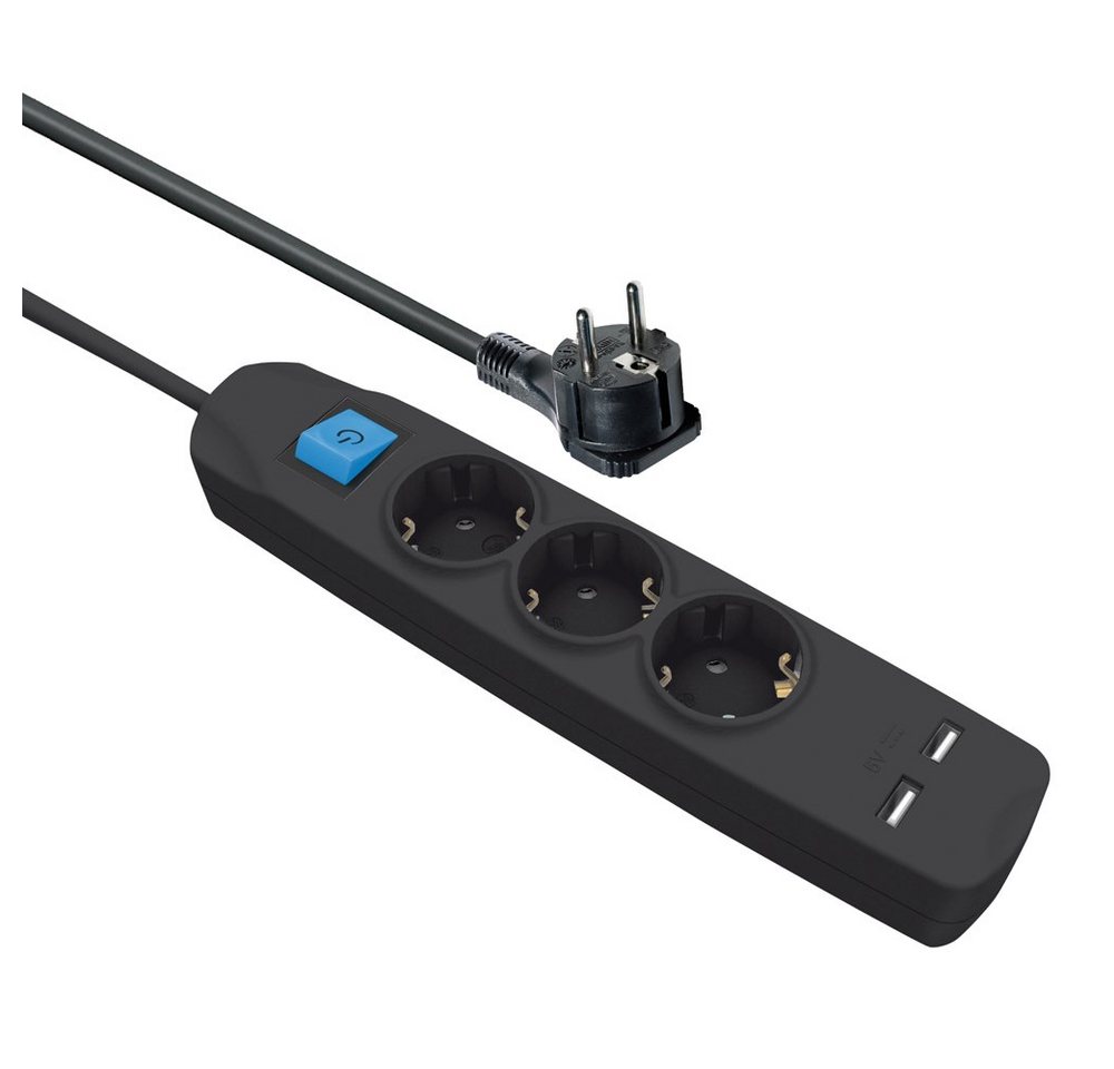 ARLI Steckdosenleiste 3 fach mit 2 USB Ladebuchsen Mehrfachstecker Steckdosenleiste (USB, Schutzkontaktstecker, Kindersicherung, Kabellänge 1.5 m) von ARLI