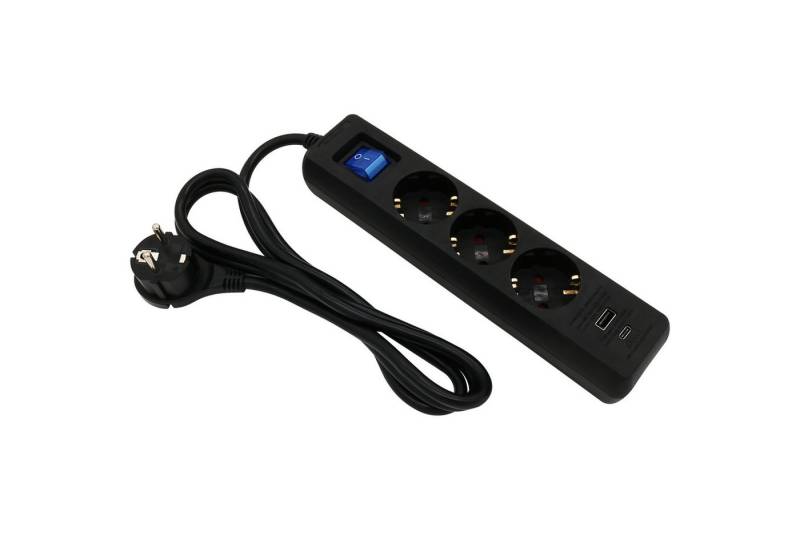 ARLI Steckdosenleiste 3 fach mit USB Ladebuchsen Mehrfachstecker Steckdosenleiste 3-fach (USB, Schutzkontaktstecker, Kindersicherung, Kabellänge 3 m) von ARLI