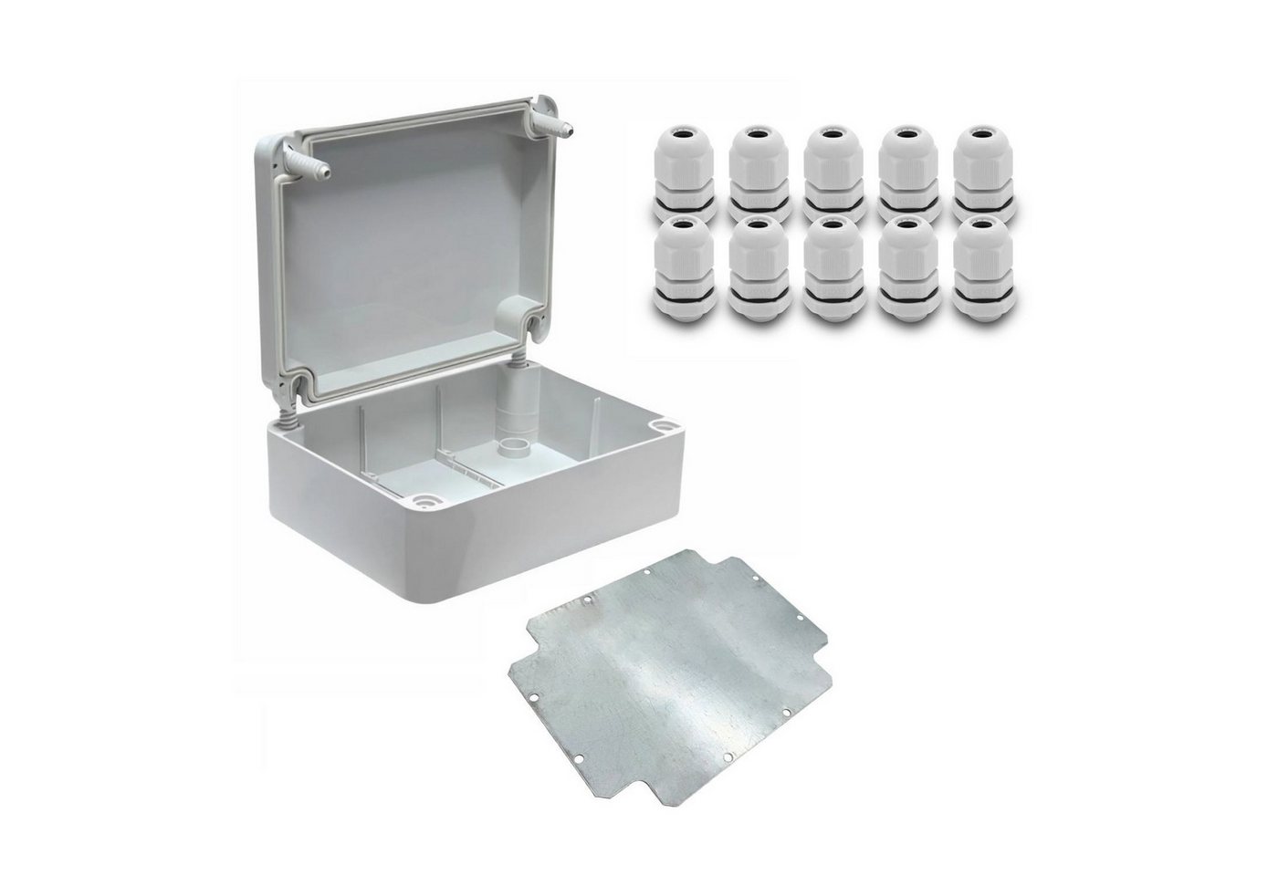 ARLI Verteilerbox Abzweigdose IP67 Aufputz 250x200x90mm Feuchtraumdose + Montageplatte, nach Auswahl: Kabelverschraubung M12 M16 M20 M25 ARLI Verteilerbox Abzweigdose IP67 Aufputz 250x200x90mm Feuchtraumdose + Montageplatte, nach Auswahl: Kabelverschraubung M12 M16 M20 M25 von ARLI