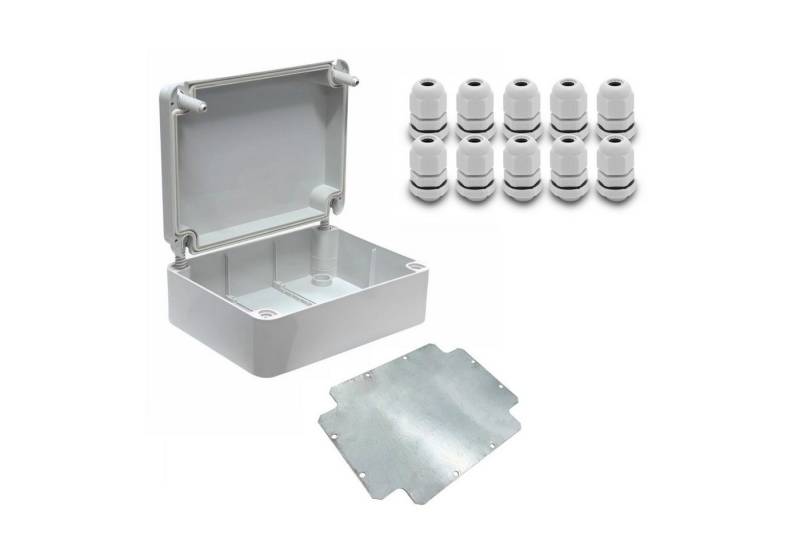 ARLI Verteilerbox Abzweigdose IP67 Aufputz 250x200x90mm Feuchtraumdose + Montageplatte, nach Auswahl: Kabelverschraubung M12 M16 M20 M25 von ARLI