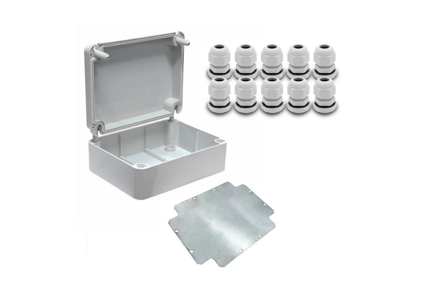 ARLI Verteilerbox Abzweigdose IP67 Aufputz 250x200x90mm Feuchtraumdose + Montageplatte, nach Auswahl: Kabelverschraubung M12 M16 M20 M25 ARLI Verteilerbox Abzweigdose IP67 Aufputz 250x200x90mm Feuchtraumdose + Montageplatte, nach Auswahl: Kabelverschraubung M12 M16 M20 M25 von ARLI