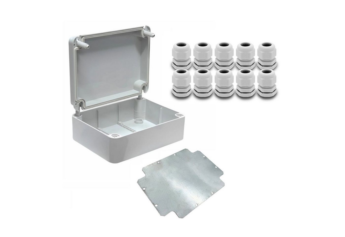 ARLI Verteilerbox Abzweigdose IP67 Aufputz 250x200x90mm Feuchtraumdose + Montageplatte, nach Auswahl: Kabelverschraubung M12 M16 M20 M25 ARLI Verteilerbox Abzweigdose IP67 Aufputz 250x200x90mm Feuchtraumdose + Montageplatte, nach Auswahl: Kabelverschraubung M12 M16 M20 M25 von ARLI