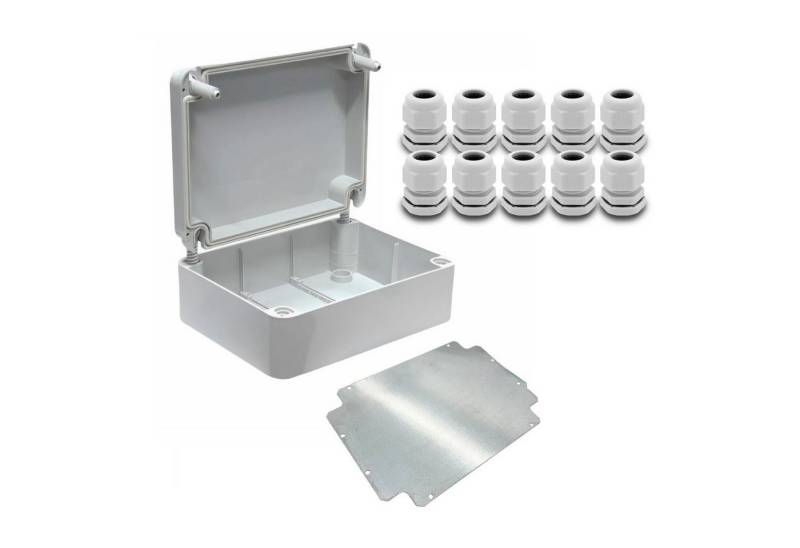 ARLI Verteilerbox Abzweigdose IP67 Aufputz 310x230x130mm Feuchtraumdose + Montageplatte, nach Auswahl: Kabelverschraubung M12 M16 M20 M25 von ARLI