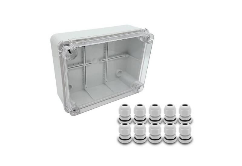 ARLI Verteilerbox Abzweigdose IP67 Sichttür 190 x 145 x 80 mm Aufputz Feuchtraumdose, nach Auswahl: Kabelverschraubung M12 M16 M20 M25 von ARLI
