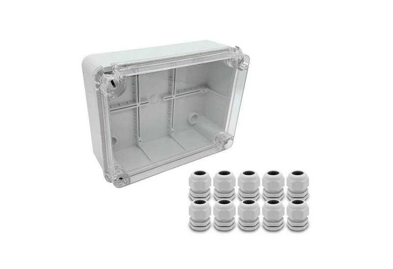 ARLI Verteilerbox Abzweigdose IP67 Sichttür 190 x 145 x 80 mm Aufputz Feuchtraumdose, nach Auswahl: Kabelverschraubung M12 M16 M20 M25 von ARLI