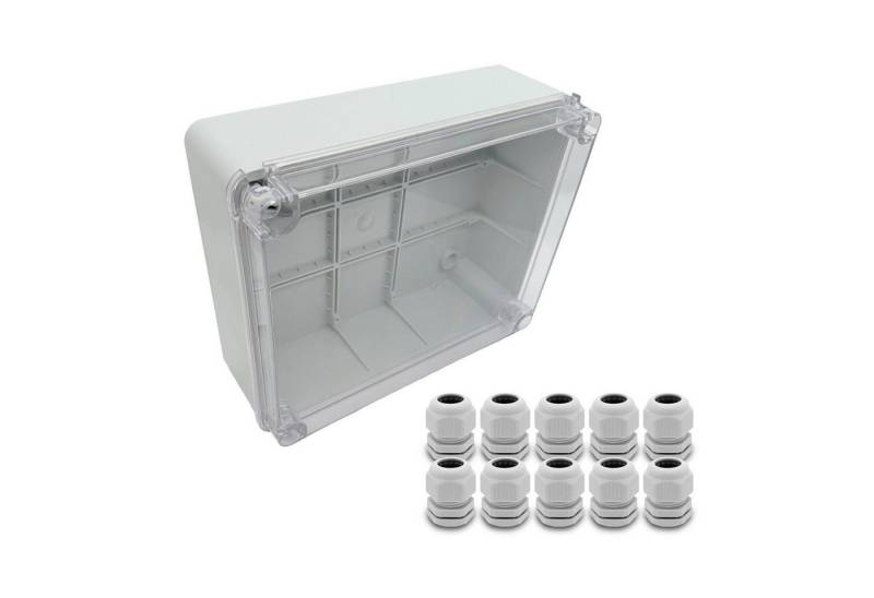 ARLI Verteilerbox Abzweigdose IP67 Sichttür 250 x 200 x 90 mm Aufputz, nach Auswahl: Kabelverschraubung M12 M16 M20 M25 von ARLI