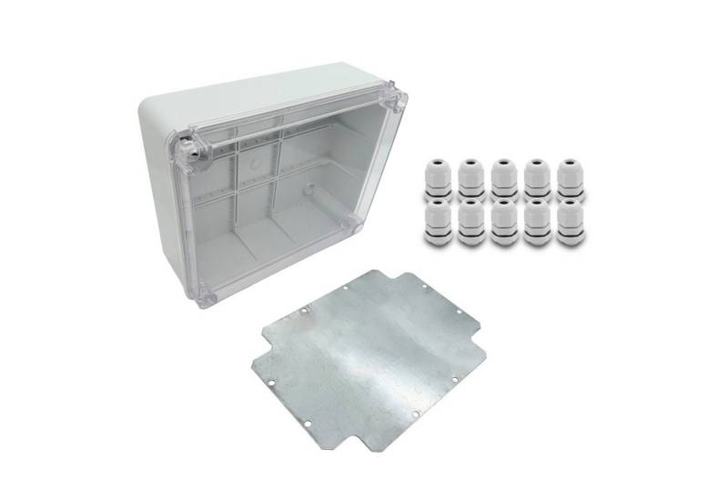 ARLI Verteilerbox Abzweigdose IP67 Sichttür Aufputz 250 x 200 x 90 mm + Montageplatte, nach Auswahl: Kabelverschraubung M12 M16 M20 M25 von ARLI
