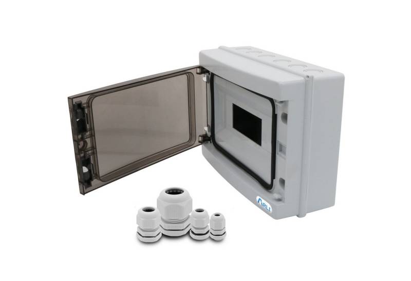 ARLI Verteilerbox Sicherungskasten IP65 Aufputz Verteilerkasten Feuchtraumverteiler, (Anzahl Module, 12-tlg), Anzahl Module nach Auswahl inkl. Kabelverschraubungen von ARLI