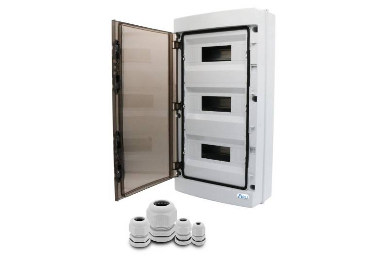 ARLI Verteilerbox Sicherungskasten IP65 Aufputz Verteilerkasten Feuchtraumverteiler, (Anzahl Module, 36-tlg), Anzahl Module nach Auswahl inkl. Kabelverschraubungen von ARLI