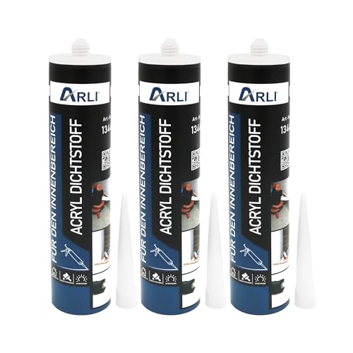 3x ARLI Acryl Dichtstoff 310ml weiß Universal Bauacryl Fugenfüller Fugendichtmasse überstreichbar für Fugen Risse Putz Beton Holz Wand & Decke Dichtmasse (3 Kartuschen) von ARLI