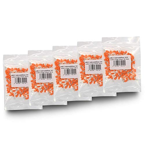 Aderendhülsen isoliert orange 500x 0,5 mm² Aderendhülse zum crimpen mit Crimpzange Aderend Press Hülsen Stecker 0,5 mm Hülse kfz Draht Elektro Kabelschuhe 500 Stück ARLI von ARLI