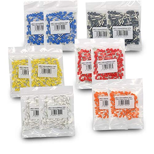 Aderendhülsen isoliert Set 1200x Aderendhülse 200x Orange, 200x Weiss, 200x Gelb, 200x Rot, 200x Blau, 200x Grau 0,5-4 mm² crimpen Crimpzange Press Stecker Hülse kfz Draht Elektro Kabelschuhe ARLI Aderendhülsen isoliert Set 1200x Aderendhülse 200x Orange, 200x Weiss, 200x Gelb, 200x Rot, 200x Blau, 200x Grau 0,5-4 mm² crimpen Crimpzange Press Stecker Hülse kfz Draht Elektro Kabelschuhe ARLI von ARLI
