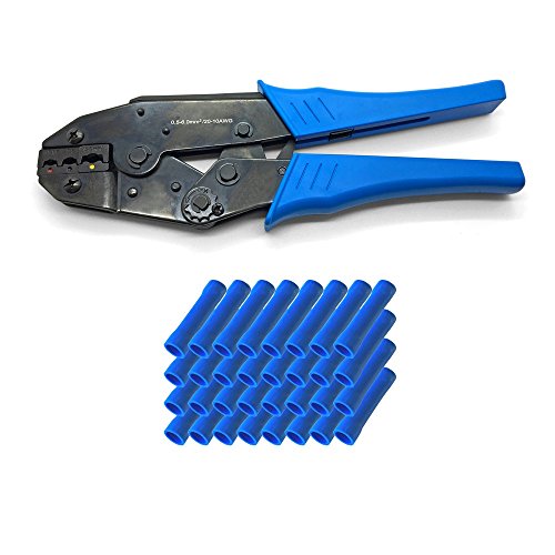 ARLI Crimpzange + 100x Stoßverbinder Blau 1,5 - 2,5 mm Elektrische Steckverbinder Stoß Stoss Verbinder Quetschverbinder Stoss verbinder Zange Set kfz Auto Steckverbinder Rundverbinder Kabelschuhe von ARLI