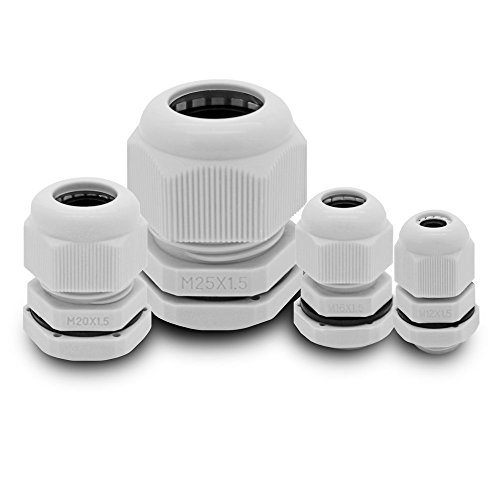 Kabelverschraubungen IP68 Set 40er grau M12 M16 M20 M25 x 1,5mm Kabelverschraubung Kabel Verschraubung metrisch Gegenmutter wasserdicht Kunststoff wasserdichte Cable Gland 12 16 20 25 ARLI von ARLI