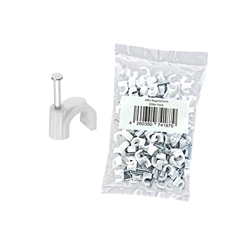 Nagelschelle 10mm 100x Kabelschelle weiss allzweck Nagelschellen Rundschelle Kabelbefestigung Kabel Befestigung Nagel universal 9-10 mm ARLI 100 Stück weiß von ARLI