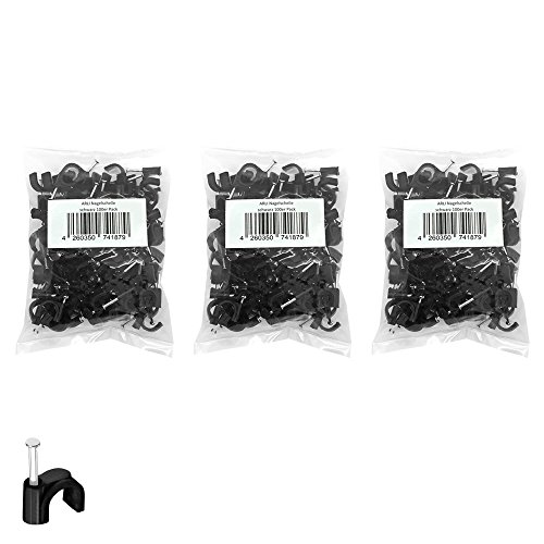 Nagelschelle 10mm 300x Kabelschelle schwarz allzweck Nagelschellen Rundschelle Kabelbefestigung Kabel Befestigung Nagel universal 9-10 mm ARLI 300 Stück von ARLI