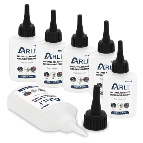 ARLI Sekundenkleber 6x 50g Universal Cyanacrylat Kleber stark schnell Reparaturkleber Klebstoff für Papier Leder Metall Holz Kunstsoff Gummi Porzellan Keramik Superglue Alleskleber (300g) von ARLI