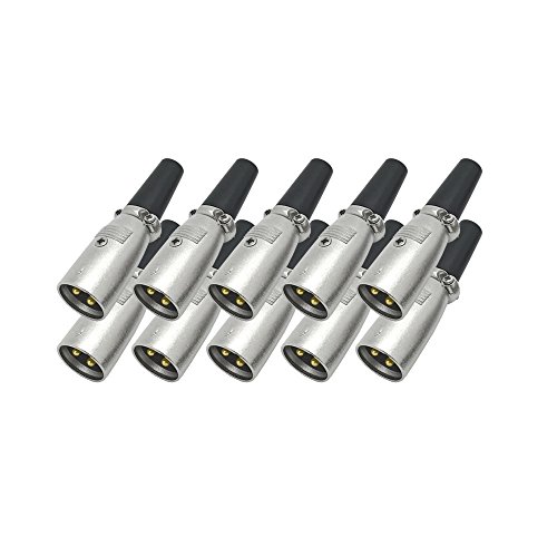 XLR 10x Stecker Male 3-polig mit Zugentlastung zur Kabelkonfektionierung Montage Sound Mikrofon Anlage Audio Mikrofonkabel Kabel Set 10 Stück ARLI von ARLI