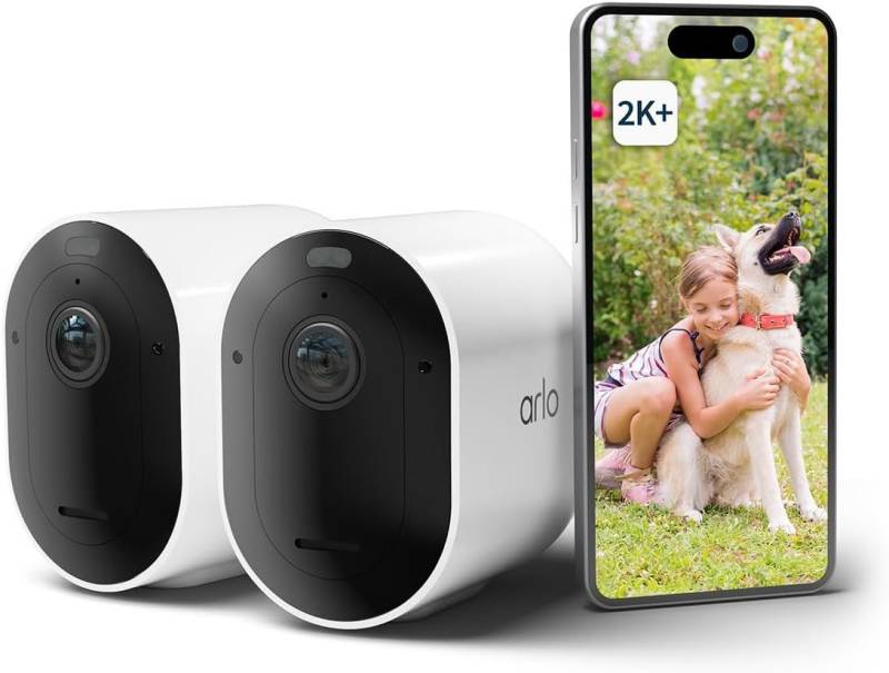 ARLO Überwachungskamera Pro 5 Überwachungskamera Aussen WLAN, 2K+ HDR Video - 2er Set von ARLO