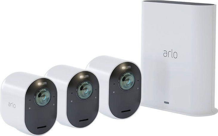 ARLO Ultra 2 Spotlight Kabelloses 4K-UHD-Überwachungssystem mit 3 Kamera Überwachungskamera (Außenbereich, 3-tlg) von ARLO