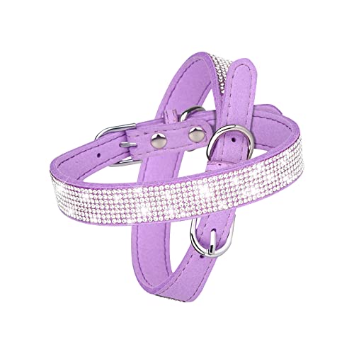 Glänzendes Hundehalsband mit Strass Sicheres und Bequemes Größenverstellbares Halsband für Kleine Bis Mittelgroße Hunde (XS 30X1.5CM, Violett) von ARLTTH