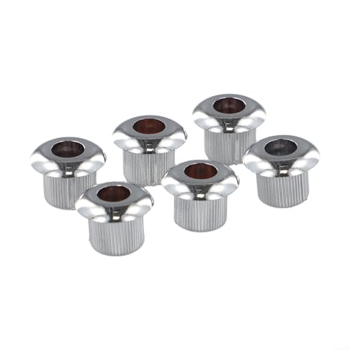 10 mm Buchsen Hülsen Muttern für Vintage-Gitarren Stimmwirbel Chrom & Schwarz (6 Stück) (Silber) von ARMYJY