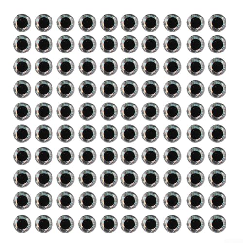 100 Stück realistische 3D-Augen zum Binden von Fliegen (14 mm Silber) von ARMYJY