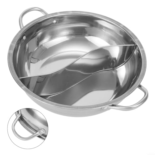 28 cm Hot Pot mit zwei geteilten Abschnitten aus Edelstahl zum Kochen auf Induktions- oder Gasherden (28 cm) von ARMYJY