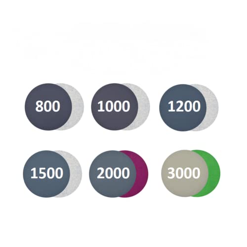 30 Stück 150 Mm Klett-Schleifscheiben, Nass- Und Trockenschleifpapier, Sortiert Körnung Jeweils Fünf Stück 800/1000/1200/1500/2000/3000 Körnung Für Exzenterschleifer Schleifpapi Für Metall Holz von ARMYJY