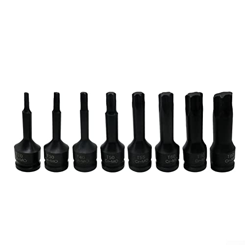 8 Stück 1/2 Zoll Antrieb Impact Torx Star Bit Steckschlüsselsatz T20 T30 T40 T50 T55 T60 T70 T80 mit Aufbewahrungsbox von ARMYJY