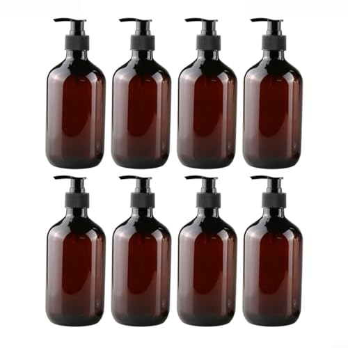 8 Stück 500 ml leere braune PET-Flasche nachfüllbare Lotionspumpe Seifenspender für Hotel Badezimmer von ARMYJY