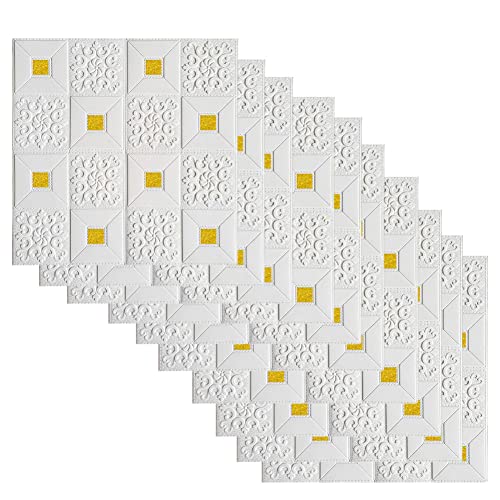 ARMYJY 10 Stück 3D-Ziegelstein-Tapete, 35 x 35 cm, selbstklebende Wandfliesen, wasserdichte 3D-Wandpaneele für Küche, Badezimmer, Wohnzimmer von ARMYJY